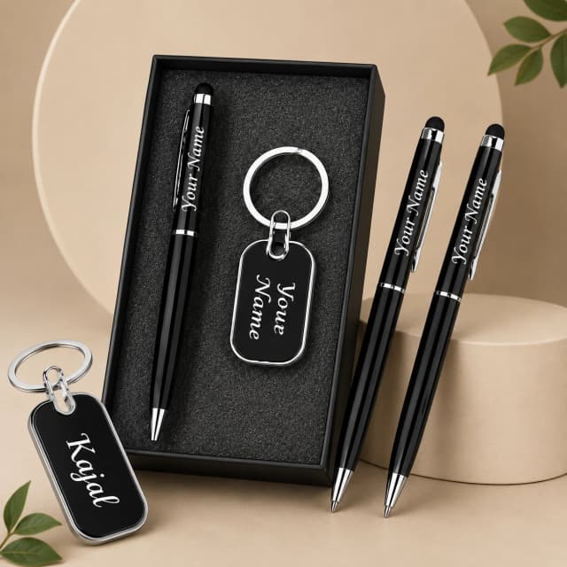 Keychain and pen set