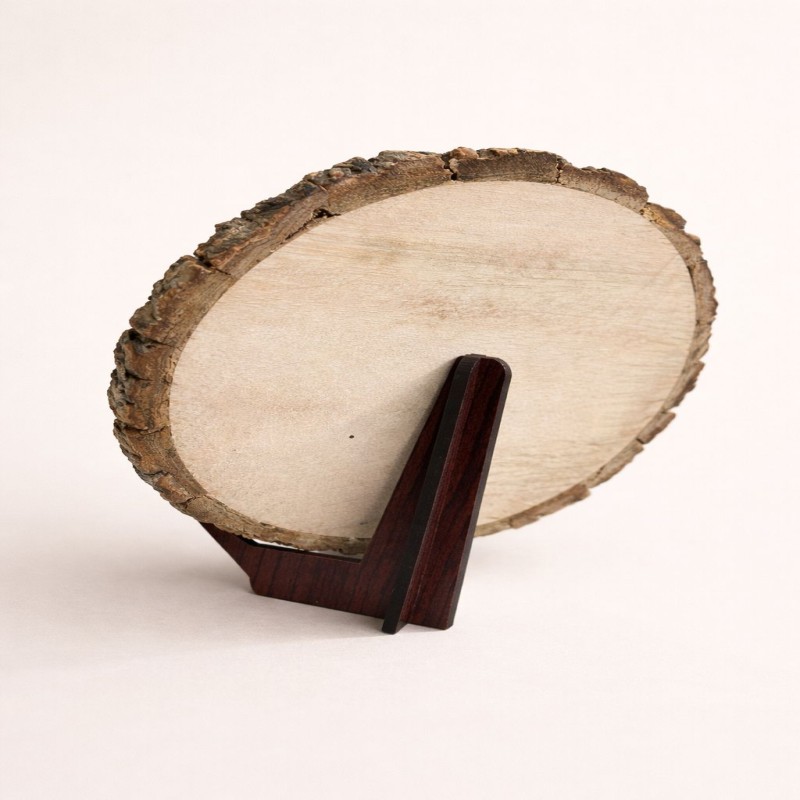 Customized Engraved Natural Wooden Frame On Mango Wood  - Round Shape