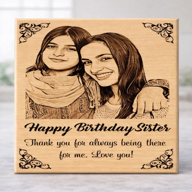 Customized Wooden Photo Frame for Sister – Birthday & Special Gift